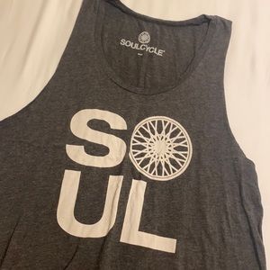 Raw hem gray Soul Cycle muscle shirt